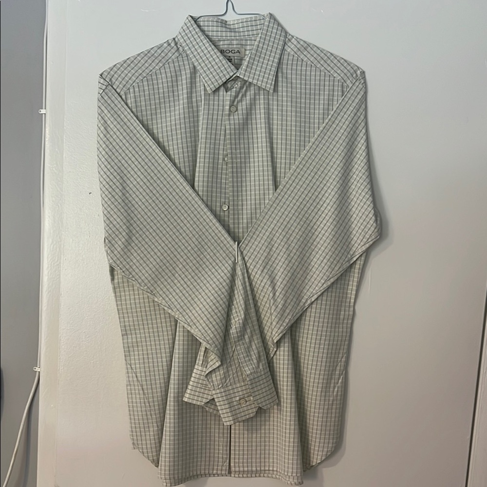 Gray Dress Shirt with Vertical Stripes